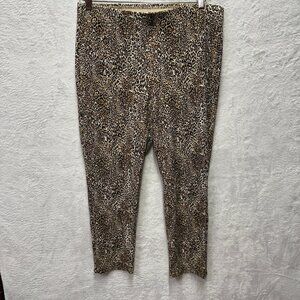 Chico's Juliet Ponte Ankle Pants Womens 14 Multi Leopard Print Stretch High Rise